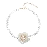 Ymapinc White Camellia Flower Pearl Necklace,Big Flower Choker White Pearl Floral Necklaces for Women for Wedding Bridal Party Vintage Y2K Aesthetic Jewelry for Women