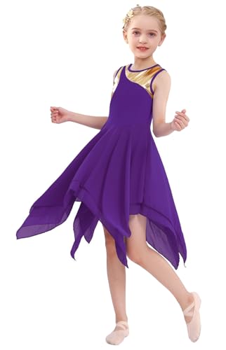 Praise Dance Tunic Dresses for Girls Gold Metallic Irregular Flowy Skirt Liturgical Worship Lyrical Dance Costume3