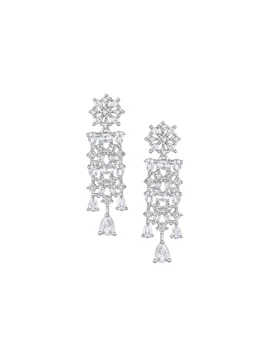 Image of ASMITTA Jewellery Silver American Diamond Necklace Set with Maang Tikka | Traditional Rhodium-Plated CZ Jewellery Sets for Women | Perfect for Bridal Weddings, Festivals & Special Occasions