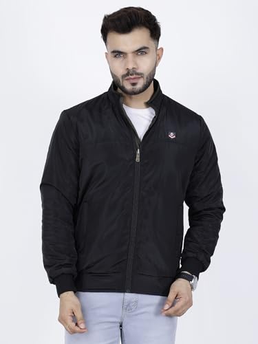 Image of Dollar Full Sleeves Bomber Jacket for Men | TPU Men's Standing Collar Lightweight Winter Jacket, Regular Fit