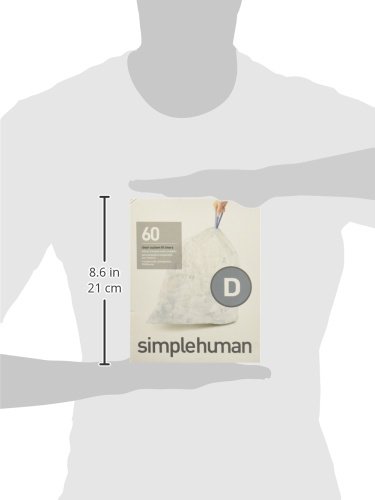 Image of simplehuman Code D Custom Fit Drawstring Trash Bags in Dispenser Packs, 60 Count, 20 Liter / 5.3 Gallon, Clear (Pack of 4)