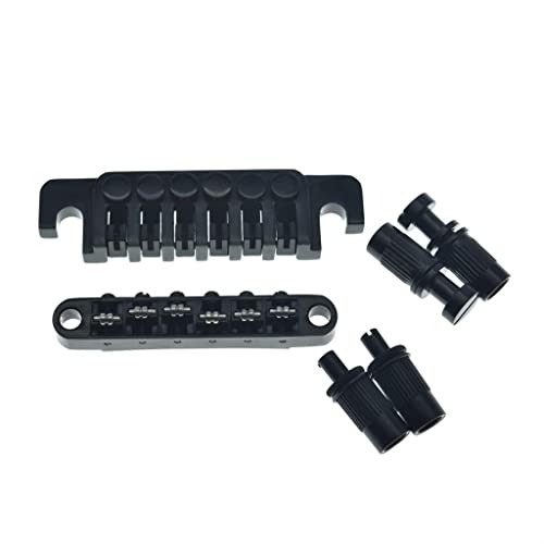 Kaish Black Guitar Roller Saddle Bridge Tune-O-Matic Bridge With Tp-6 Style Lp Stopbar/Bridge Tailpiece For Epiphone Les Paul Lp/Sg/Dot/Es Guitars With M8 Threaded Posts #TOP2