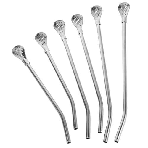 Cabilock Lot De 6 Pailles Filtrantes En Acier Inoxydable 304 Démontables, Cuillères Filtres Multifonctions 18-24 Cm, Réutilisables, Pour Thé, Café Et Boissons En Extérieur