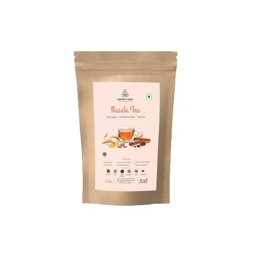 Image of Nature's Park Masala Tea- Cardamom Black Pepper Dried Ginger Cinnamon Cloves & Black Tea (CTC) Impeccably Blended The Indian Masala Chai Spices USDA Certified Pouch (500gm)