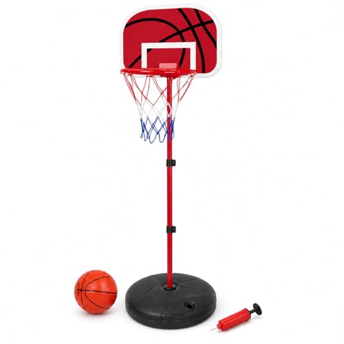 7FT Basketball Hoop Set with Stand Portable Outdoor Indoor Basketball System with Backboard Base Ball & Pump Kids Garden Basketball Net (7FT (213cm))