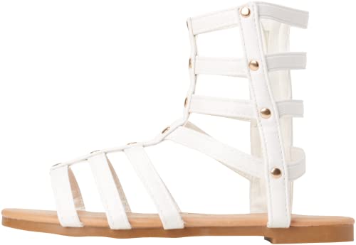 bebe Toddler Girls Sandals - Lightweight Leather Open Toe Summer Dressy Flat Strappy Girls Gladiator Sandals3