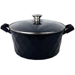 Cacerola 6 Litros Cacerola de 6 L, 28 cm, aluminio fundido, antiadherente, para leche, pasta, verduras, para inducción, con tapa de cristal, para todo tipo de fuegos, también para inducción