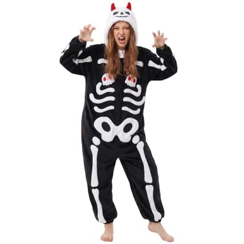 OLAOLA Adult Onesie Skeleton Halloween Costume Animal One-Piece Pajamas