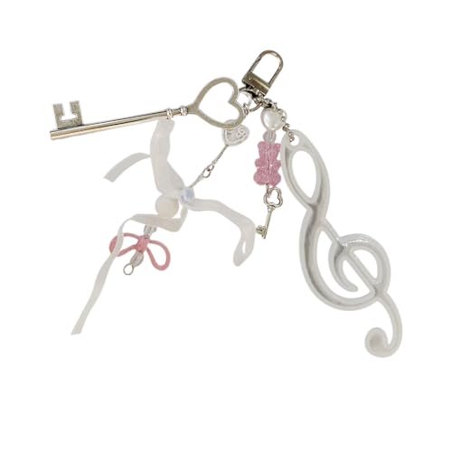 CAZSTYK Cartoon-Taschenzubehör, kreatives Musik-Symbol, Ornament, einzigartige Schleife, Schlüsselanhänger, zum Ausdruck musikalischer Leidenschaft, Musik-Symbol-Schlüsselanhänger