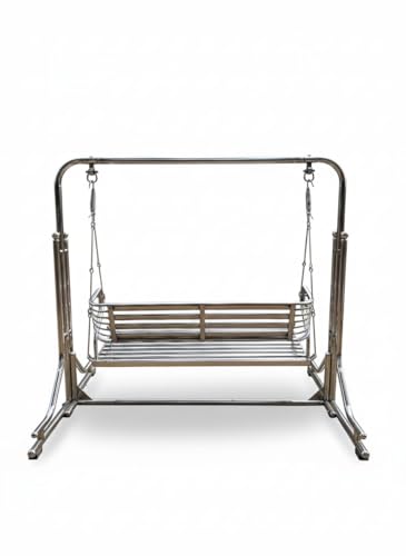Image of Stainless Stainless Steel Indoor Swing Jhula - 3 Seater with Stand, 350 Kg Capacity, with Stand for Home & Balcony 124 Centimeters /140 Centimeters