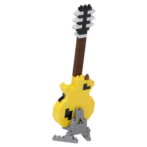 nanoblock Bandai Yellow Electric Guitar Mini Brick Figure Building Set Building Kit Musical Instruments Pixel Guitar Figure Building Kit NBC347 - Image 3