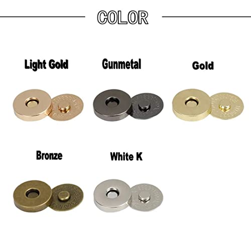 Image of DIY Crafts Pack 6 Pcs, KC Gold, Magnetic Snap Fasteners Clasps Buttons Handbag Purse Wallet Craft Bags Parts Accessories Pick Colors Pac (Pack 6 Pcs, KC Gold)