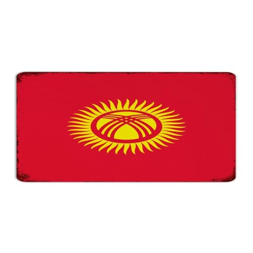 Plaque en métal rustique Kirghizistan - Décoration d'intérieur en aluminium pour salle à manger, magasin, restaurant, carte d'État, drapeau, affiche d'art cadeau pour porte - 15,2 x 30,5 cm