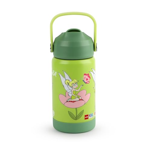 Image of CELLO Kidzbee Gen Alpha Stainless Steel Kids Flask Water Bottle 370ml | 3D Tinker Bell Touch & Feel Design, Leakproof Lightweight Easy to Carry Hot and Cold Kids Flask Water Bottle For School & Travel