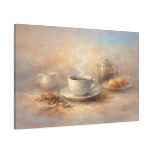 Décoration murale café vintage grand tableau nature morte horizontal pour cuisine et coin repas
