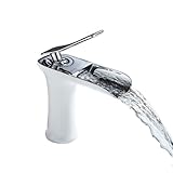 silver nickel years 1939 Faucets Basin Faucets Waterfall Bathroom Faucet Single Handle Basin Mixer Tap Bath Antique Brass Faucet Sink Water Crane Silver Taps(Brushed Nickle)