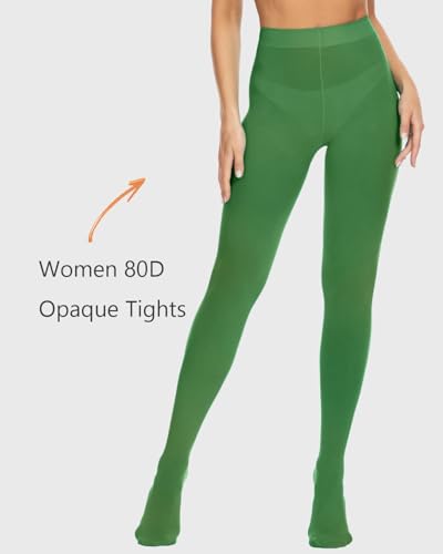 Image of DUCMODA Womens 80 Denier Opaque Tights, Women's Soft Solid Color Footed Pantyhose, High Waist Stocking with 30+ Colors