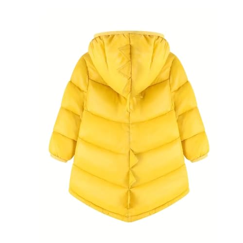 Boy Girl Winter Puffer Down Jacket Cute Dinosaur Hooded Down Coat Thermal Padded Zip Up Outwear with Pockets 2-8 Y4