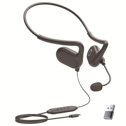 Casque filaire USB C à oreilles ouvertes avec micro, tour de cou, contrôle en ligne, casque de jeu stéréo filaire 7.1, son surround 7.1, suppression du...