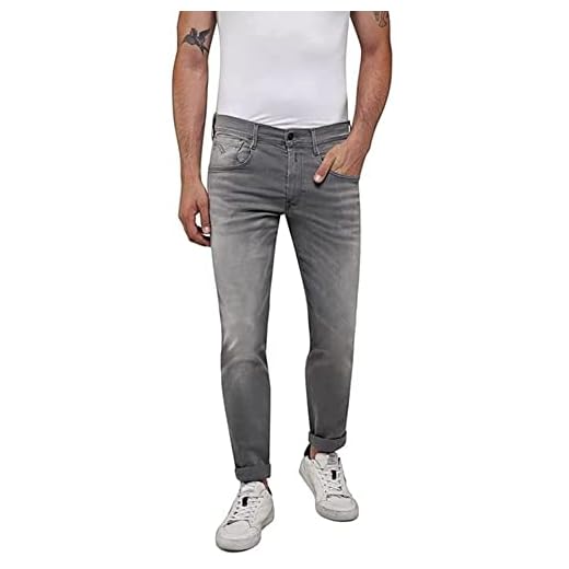 Replay Herr Anbass Hyperflex Bio Jeans, Mellangrå, 32 x 34