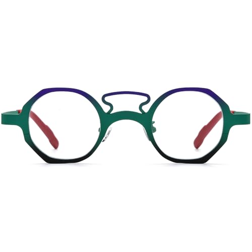 Image of FONEX Colorful Pure Titanium Glasses Frame Women Retro Round Eyeglasses