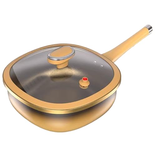 ノンスティックフライパン - 蓋付きチタン合金キッチンポット、耐久性のある傷防止フライパン、食品に安全な表面、耐熱調理器具、軽量デザイン |ホームベーキンググリル用テフロン加工