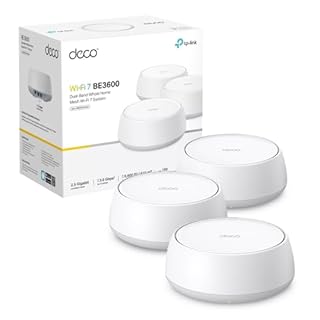 TP-Link Deco Routeur WiFi 7 Mesh BE3600 Bi-Bande, Port Ethernet 2,5G, Couverture de 490㎡, Itinérance IA Transparente, Connectez 150 appareils, Compatible Toutes Les Box Internet, Deco BE25(3-Pack)