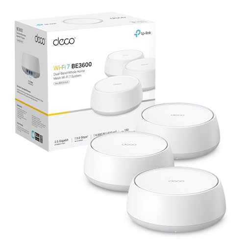 TP-Link Deco Routeur WiFi 7 Mesh BE3600 Bi-Bande, Port Ethernet 2,5G, Couverture de 490㎡,...