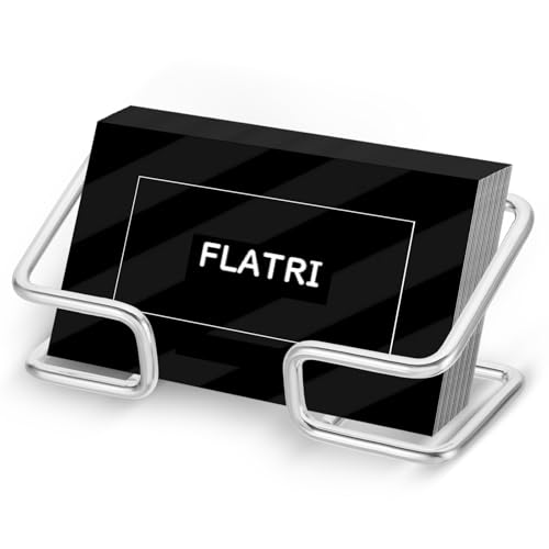 FLATRI Business Card Holder for Desk, Silver Modern Business Card Organizer, Desktop Business Card...