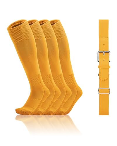 QBK Youth Baseball Socks And Belt Toddler Softball Tee Ball Combo Set for Boy Girl (2 Pairs of Socks & 1 Belt)