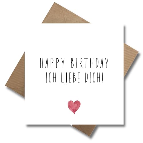 WBdesignz Geburtstag Karte mit Umschlag - Liebevolle Geburtstagskarte “Happy Birthday - Ich liebe dich!” Glückwunschkarte romantische Geschenkkarte zum Geburtstag Happy Birthday Karte (125 x 125 mm) WBdesignz Geburtstag Karte mit Umschlag - Liebevolle Geburtstagskarte “Happy Birthday - Ich liebe dich!” Glückwunschkarte romantische Geschenkkarte zum Geburtstag Happy Birthday Karte (125 x 125 mm)