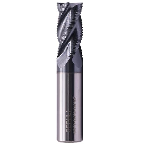 Image of 4 Flute Solid Carbide Roughing End Mill(1Pc, 5 /8 inch), ALCrSiN Nano Coated | 35 Helix, 5 /8 inch Cutting Dia, 5 /8 inch Shank Dia, 1-1 /4 inch LOC, 3-1 /4 inch OAL, for Milling Alloy Steel, Carbon Steel, Cast Iron