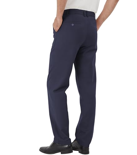 Men's Classic Fit Flex Flat Front Dress Pants Formal Pants for Business & Office2