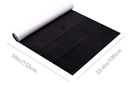 Image of Y.A. LOTUS Microfiber Fabric Self-Adhesive Suede Look, Premium Synthetic Leather - Stretch Film Fabric Perfect for car Interior Decorate -39.4in x 59in, Black