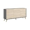 Dmora - Credenza Avez, Buffet da soggiorno, Madia moderna da salotto a 3 ante, 155x43h75 cm, Rovere e Antracite #2