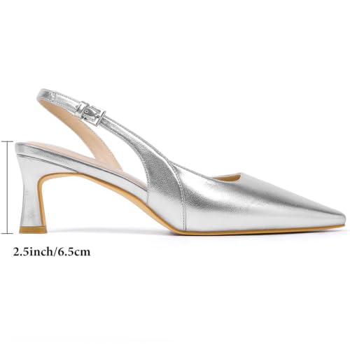 Image of Mostrin Kitten Heels for Women Slingback Pointed Closed Toe Heels Women's Pumps Shoes for Wedding, Party, Commuting
