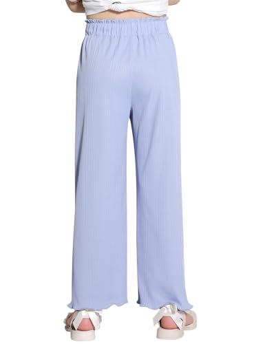 Image of Girls Wide Leg Palazzo Pant Loose Straight Cute Bow Waist Spring Summer Lightweight Dress Pant for Kids 5-14Y