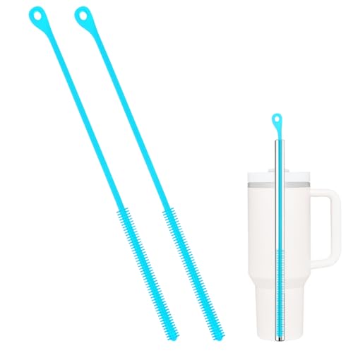 Fukaisu 2 brosses nettoyage paille silicone 9.45" bleu ciel