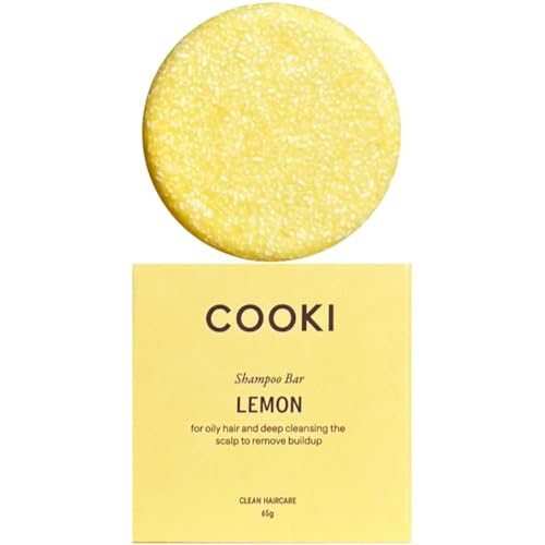 Cooki Lemon Shampoo Bar for Clarifying Oily Hair, Oil Control & Scalp Detox – Vegan, Plastic-Free, Zero Waste, In Box 65g (No Tin)