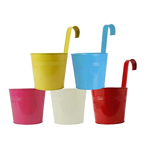 TrustBasket Plain Round Railing Planters/Pots (Pink,Yellow,Ivory,Teal and Red) - Set of 5 (B07ML3DJ1Y) Amazon Price History, Amazon Price Tracker