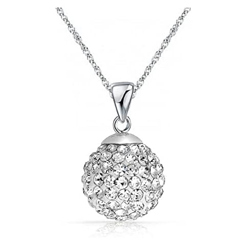 Crystalline Azuria Crystals Solid Silver S925 Disco Ball White Pendant Necklace for Women 18 inches for Women Cover