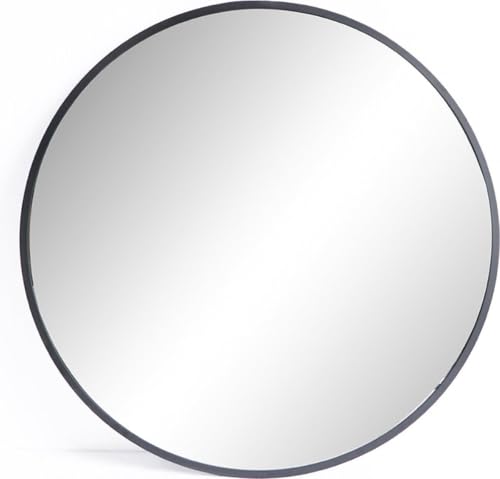 SensaHome - Miroir Mural Design Moderne - Miroir Rond - Anti-Rayures - Noir - 80 CM