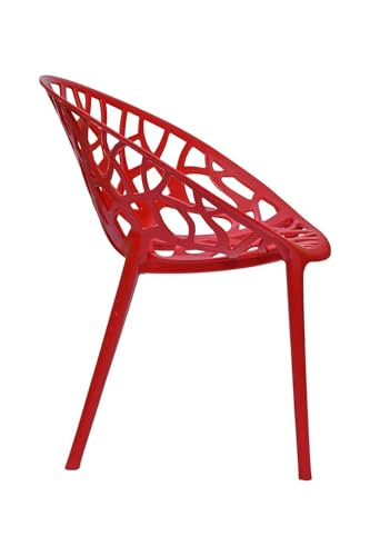 Image of activa Crystal Plastic Arm Chair | Stackable Indoor Outdoor Chair for Home, Balcony, Patio & Garden | Comfortable Designer Armrest Chair | Durable Plastic Seating Furniture (Coke Red, Set of 4)