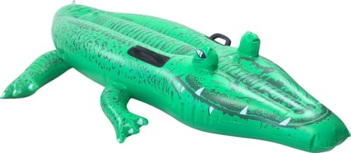 Image of Waterfun Inflatable Crocodile Pool Ride-On Float, Green Novelty Swimming Pool Inflatable with Two Grab Handles, 160 x 87 x 10 cm