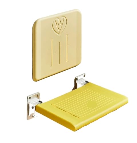 Sedia Doccia Pieghevole a Muro Sedia da bagno semplice antiscivolo speciale con schienale pieghevole, sedili parete, sedia doccia, sgabello for cambiare le scarpe(Yellow with back)