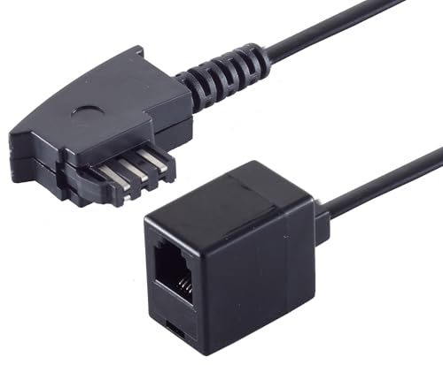 1aTTack.de 1x 0,2 m - Cavo adattatore telefonico da spina TAE F a presa RJ11 6/4, cavo piatto, prolunga telefonica