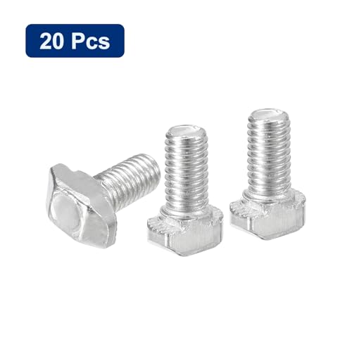Image of uxcell 20Pcs T-Slot Bolts, M5 x 10mm Hammer Head Bolt T Screw Drop-in Stud for 2020 Series T-Slot Aluminum Extrusion Profile, Carbon Steel Nickel Plated, Silver