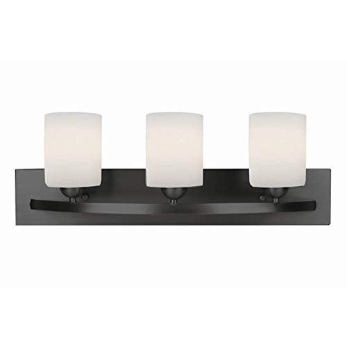 Canarm LTD IVL370A03ORB-O Hampton 3 Light Vanity, Oil Rubbed Bronze with Flat Opal Glass