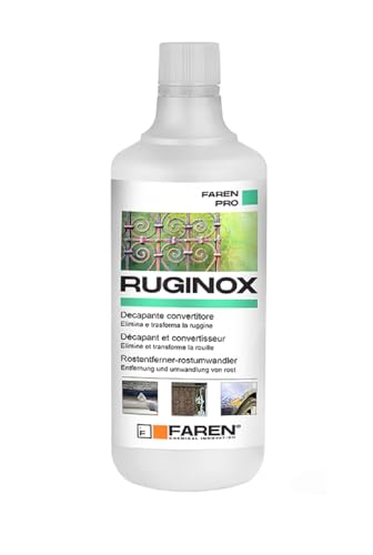 Faren RUGINOX, Decapante e Convertitore di Ruggine,rimuove ossidazioni con azione immediata,Non forma strati,stuccabile e verniciabile dopo il trattamento,750 ml