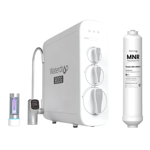 Waterdrop G3P800 Reverse Osmosis System with WD-MNR35 Remineralization Filter, Tankless RO Water Filtration System, 800 GPD Fast Flow, 3:1 Pure to Drain, LED Purifier, TDS Reduction, Bundle Waterdrop G3P800 Reverse Osmosis System with WD-MNR35 Remineralization Filter, Tankless RO Water Filtration System, 800 GPD Fast Flow, 3:1 Pure to Drain, LED Purifier, TDS Reduction, Bundle